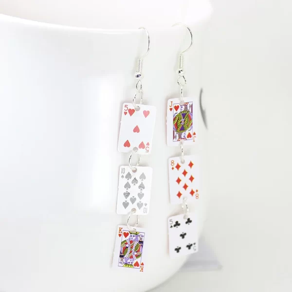 Yamily 1pair/Women Funny Poker Cards Drop Creative Simulation Dangle Earrings For Jewelry Gifts - Image 3