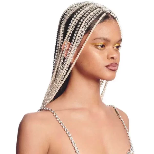 Trendy Rhinestone Hair Accessories Chain for Women Jewelry Elegant Full Crystal Handmade Tassel Hairbands Long Chain Headwear - Image 3