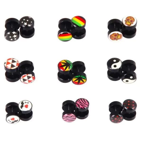 1Pair Steel Skull Cheater Plugs Fake Tunnels Ear Gauges Cat Punk Faux Percing Oreille Acrylic Falso Piercing Oreja Dilataciones - Image 2