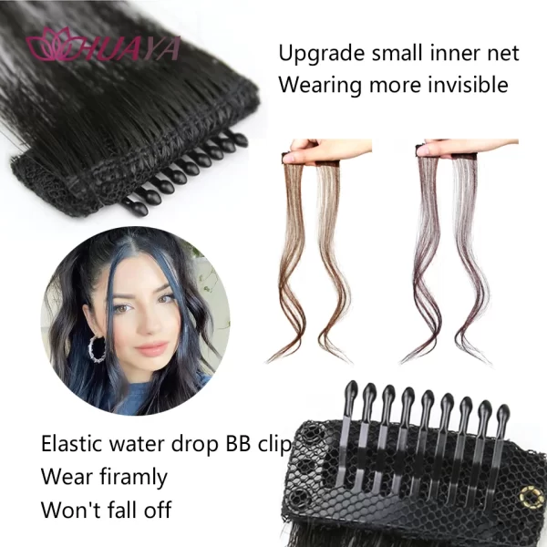 HUAYA Synthetic Hair Bangs Clips Front Side Long Bangs Fake Fringe Clip In Hair Extensions Accessories for Women - Image 3