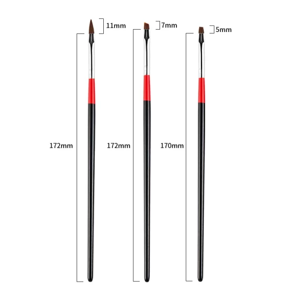 3Pcs Nail Art Brush UV Gel Set Design Pen Painting Dotting Tools Black and Red Handle Wholesales Acrylic Manicure Tools