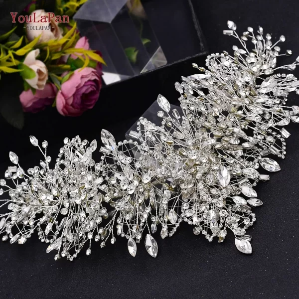 YouLaPan HP420 Wedding Accessories Bridal Headpieces Luxurious Banquet Jewelry Headdresses Bride Tiara and Crown Flower Headband - Image 10