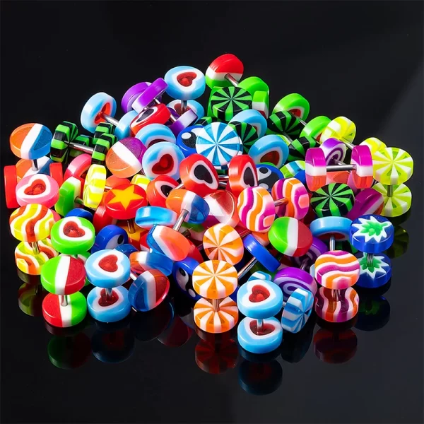 10pc Acrylic Ear Stud Fake Plug Tunnel Stretcher Taper Cheater Expander Cartilage Earring Gauges Piercing Women Body Jewelry 16G - Image 6