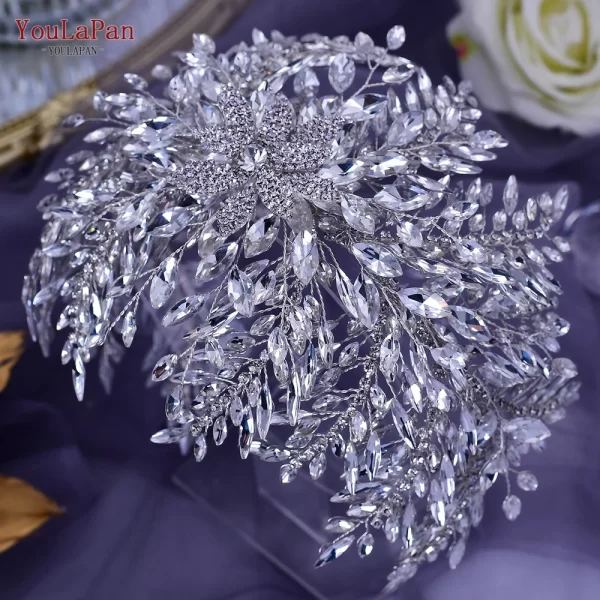 YouLaPan HP420 Wedding Accessories Bridal Headpieces Luxurious Banquet Jewelry Headdresses Bride Tiara and Crown Flower Headband - Image 5