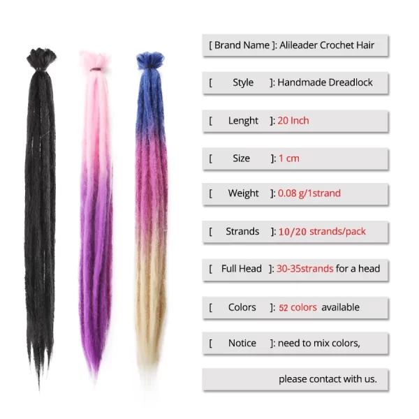 5strands Dreadlocks Hair Extensions Synthetic Faux Locs Crochet Hair Braids Hip-hop Knotless Hook Ombre Braiding African Tribe - Image 5