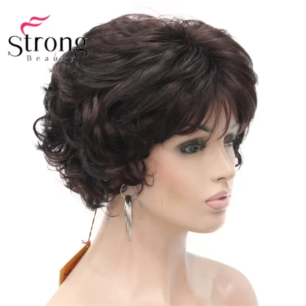 Short Curly Dark Auburn Synthetic Hair Full wig Women's Thick Wigs For Everyday - Image 18