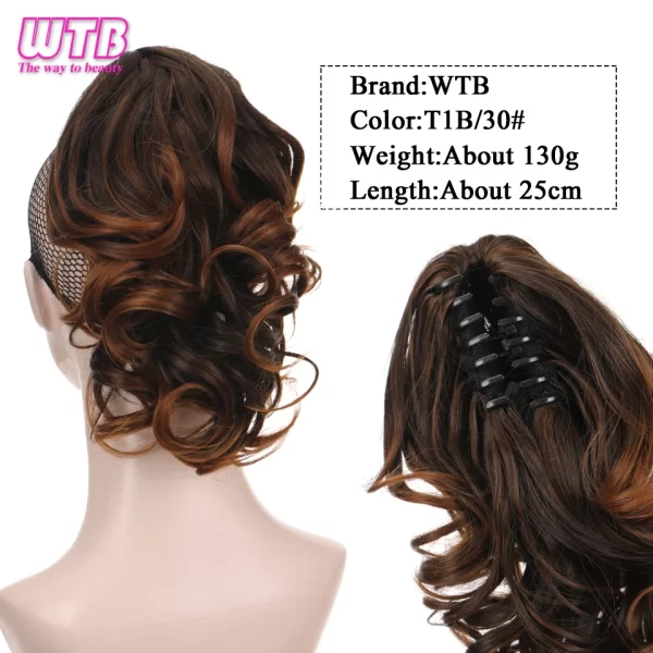 Short Wavy Synthetic Ponytail for Women Black Grey Ombre Claw Clip in Ponytail Hair Extensions Daily Use Party Fake Hairpieces - Image 10