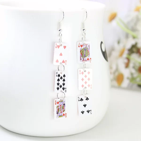 Yamily 1pair/Women Funny Poker Cards Drop Creative Simulation Dangle Earrings For Jewelry Gifts - Image 7