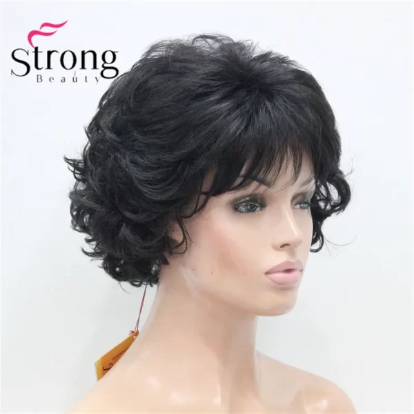 Short Curly Dark Auburn Synthetic Hair Full wig Women's Thick Wigs For Everyday - Image 13