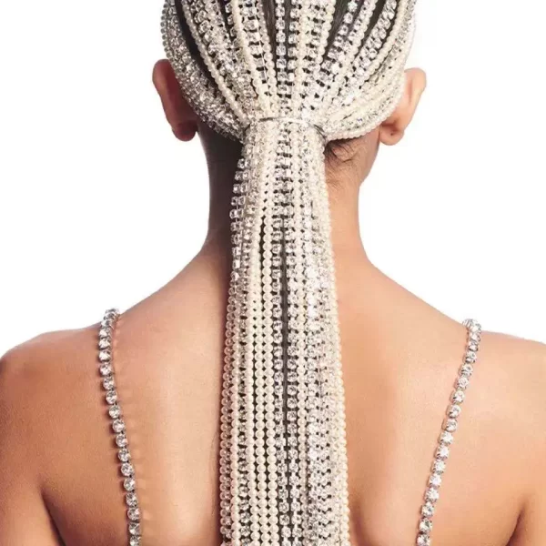 Trendy Rhinestone Hair Accessories Chain for Women Jewelry Elegant Full Crystal Handmade Tassel Hairbands Long Chain Headwear - Image 5