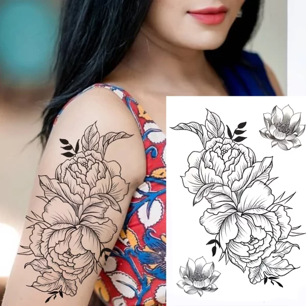 Black Moon Deer Cat Tiger Temporary Tattoos For Women Adults Fake Bird Flower Peony Rose Tattoo Sticker Geometry Armband Tatto - Image 17