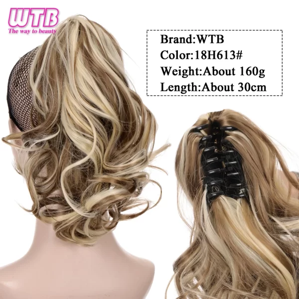 Short Wavy Synthetic Ponytail for Women Black Grey Ombre Claw Clip in Ponytail Hair Extensions Daily Use Party Fake Hairpieces - Image 20