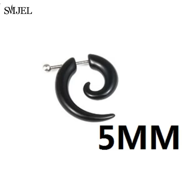 Punk Black Acrylic Fake Cheater Spiral Ear Taper Gauges Expander Earring Tunnel Plugs Piercing Body Jewelry 10MM/8MM/6MM/5MM/4MM - Image 7