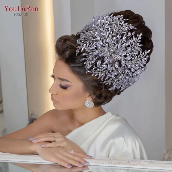 YouLaPan HP420 Wedding Accessories Bridal Headpieces Luxurious Banquet Jewelry Headdresses Bride Tiara and Crown Flower Headband - Image 4