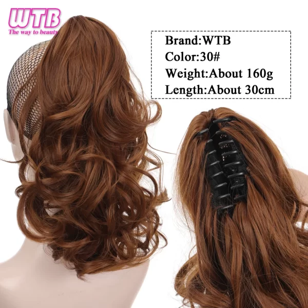 Short Wavy Synthetic Ponytail for Women Black Grey Ombre Claw Clip in Ponytail Hair Extensions Daily Use Party Fake Hairpieces - Image 18