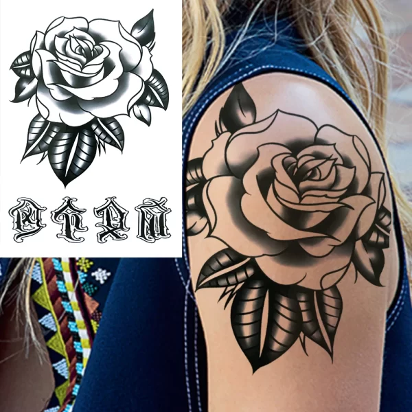 Black Moon Deer Cat Tiger Temporary Tattoos For Women Adults Fake Bird Flower Peony Rose Tattoo Sticker Geometry Armband Tatto - Image 14