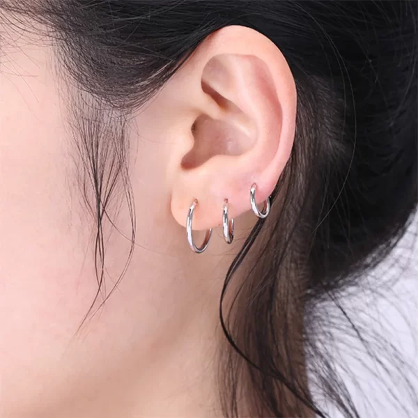 1 pair Women/Man Stainless Steel Small Hoops Earring Piercing Ear Cartilage Tragus Simple Thin Circle Anti-allergic Ear Buckle - Image 5