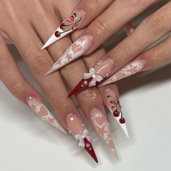24Pcs Black Y2k Fake Nails with Diamond Halloween Long Almond False Nail Butterfly Design Wearable Oval Press on Nails Tips - Image 21