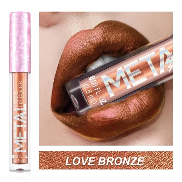 Glitter Metallic Liquid Lipstick Waterproof Shiny Shimmer Metal Lip Gloss Tint Non-Stick Cup Lipgloss Long Lasting Makeup Beauty - Image 3