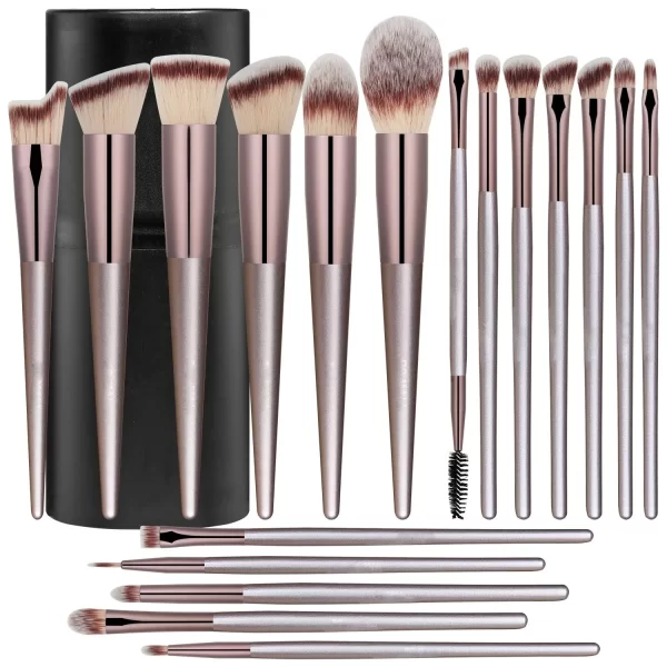 Makeup Brush Set 18 Pcs Premium Synthetic Foundation Powder Concealers Eye shadows Blush Make-up for Women with Black Case - Image 2
