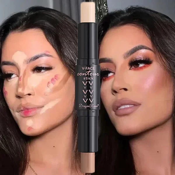 Double-ended Face Contour Concealer Stick Waterproof Oil-control Matte Natural V-face Shaping Contouring Highlight Pen Cosmetics - Image 2