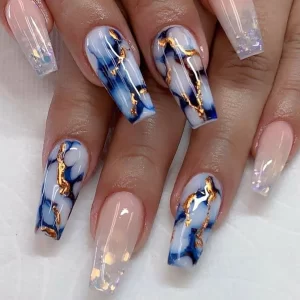 24Pcs Long Fake Acrylic Press On Nails Set Removable Wearing False Nails Tips Decorated Artificial Realistic Nail Art Supplies