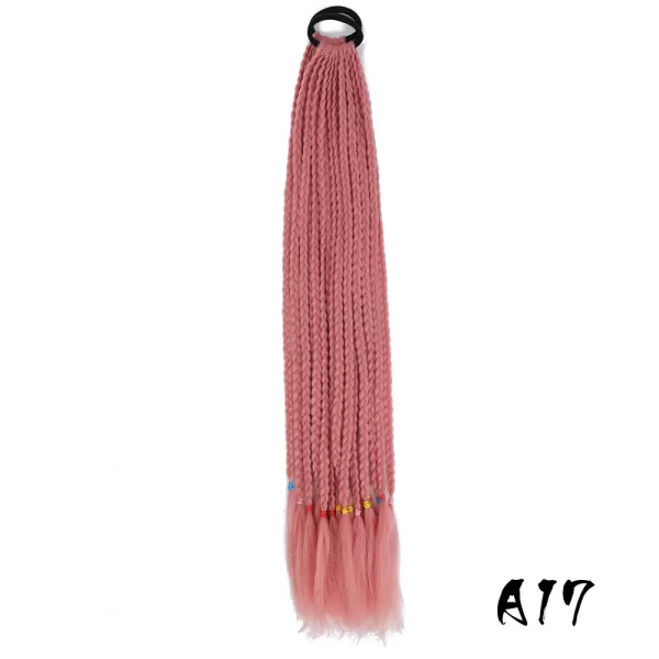 Synthetic Colored Braided Ponytail Hair Extension 60CM Elastic Rubber Band Braiding Ponytail Hair Extensions For Girls - Image 25