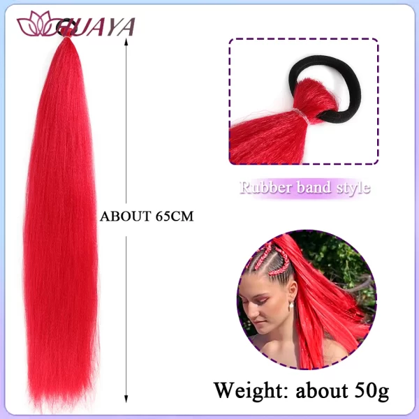 26inch Synthetic Ponytail Extensions With Rubber Band Ombre Braided Colorful Ponytail DIY Ponytail Hair Daily Party Wear Use - Image 25
