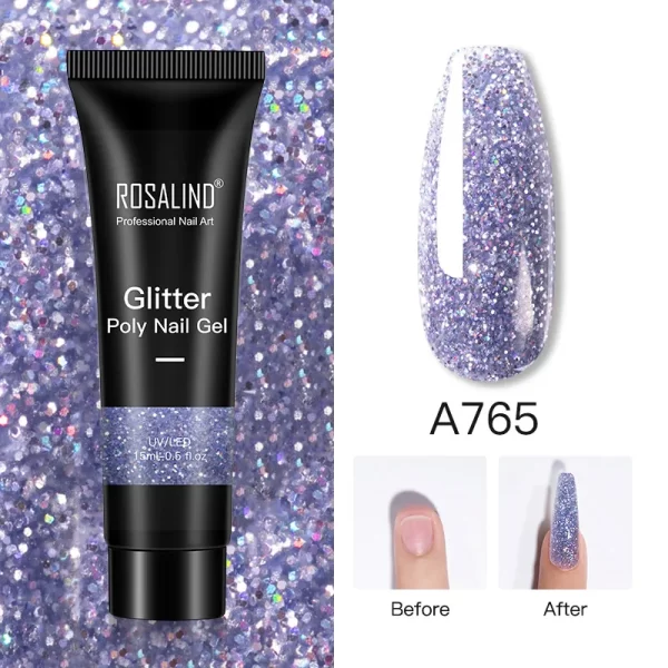 ROSALIND Colorful 15ml Poly Nail Gel Semi Permanent Acrylic Liquid Fast Extension Nail Gel Build Cured with UV/LED Lamp - Image 9