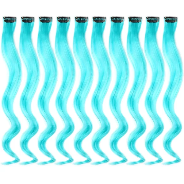Clip in Hair Extensions,10Pcs/Pack Colored Curly Wave Hair Extensions Party Highlights Long Curly Synthetic Hairpieces for Women - Image 10