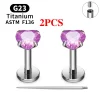 2/10PCS G23 Titanium Piercing Jewelry Ear Cartilage Tragus Heart Flat Back Stud Earrings 16G CZ Internal Thread Labret Lip Ring - Image 18