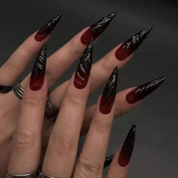 Halloween Cool Spice Style Spider Skull False Nails Purple Halo Dyeing Detachable Finished Fake Nails Press on Nail with Glue - Image 6