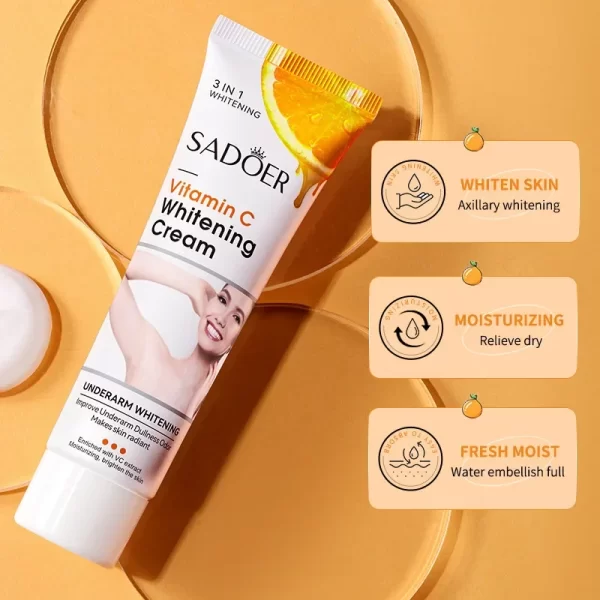 Vitamin C Brighten Cream Bleaching Armpits Elbows Knees Brightening Skin Cream Moisturizing Body Lotion Cream Lightening Melanin - Image 3