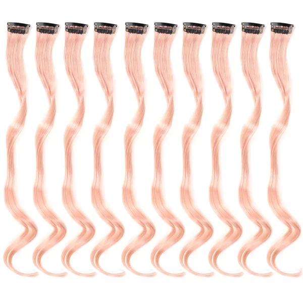 Clip in Hair Extensions,10Pcs/Pack Colored Curly Wave Hair Extensions Party Highlights Long Curly Synthetic Hairpieces for Women - Image 22