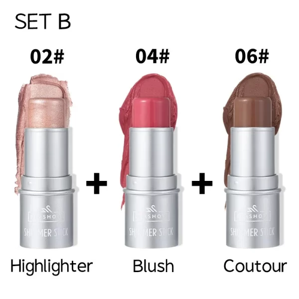 Face Brown Contouring Bronzer Stick Multifunctional Highlighter Blush Silkworm Brightening Sculpt Facial Outline Shadow Cosmetic - Image 12