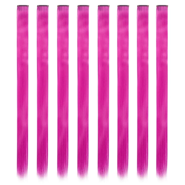 Colored Hair Extensions 8 Pcs/Pack Rainbow Hairpieces 22 inch Multi-colors Party Highlights Clip in Synthetic Hair Extensions - Image 31
