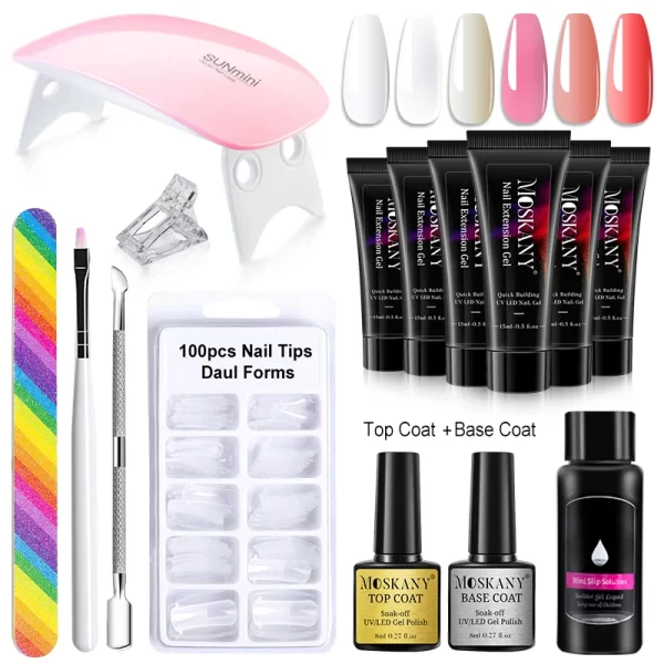 Poly Nail Gel Full Set With 6W LED Lamp Nail Set For Beginner Nail Tips Art 3D Design Decoration Extension Manicure Tools Kit - Image 18
