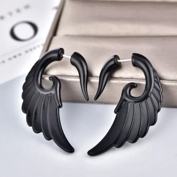 WKOUD Pair Black Acrylic Fake Cheater Twist Spiral Ear Taper Gauges Expanders Earring Tunnel Plugs Piercing Body Jewelry - Image 3