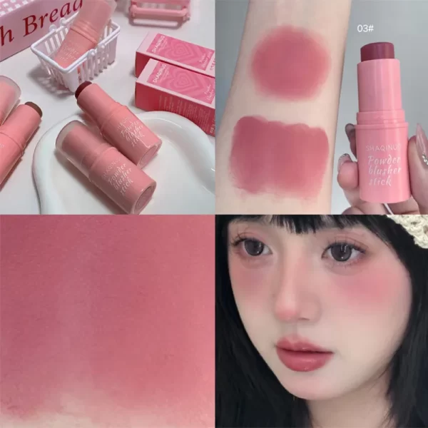 3 Color Blush Stick Matte Face Blusher Tinted Moisturizing Lasting Natural Rouge Contour Cream Blusher Cosmetics Cheek Makeup - Image 6
