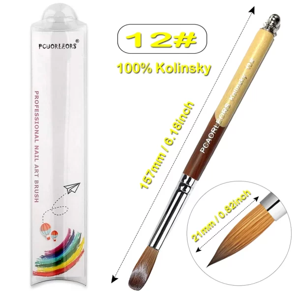 UsiDaer Kolinsky Nail Brush Acrylic with Red Round Wooden Handle and 100% Kolinsky Sable Hair for Crystal UV Gel Painting - Image 8
