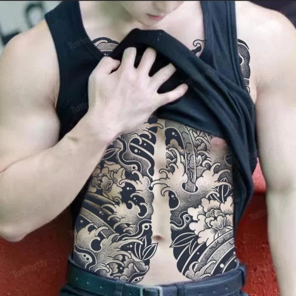 Full Back Chest Herbal Juice Ink Semi-permanent Tattoo Stickers 7-15 Days Long Lasting Temporary Fake Tattoo Totem Men Adult - Image 5