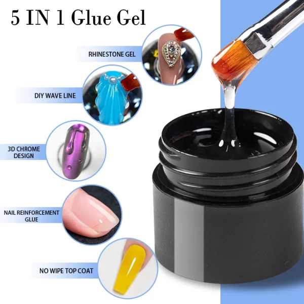 BOZLIN 5ml 4 In 1 No Wipe Painting Gel Varnish Black White Color Painting Liner Nail Art Glitter UV Gel Top Coat Manicure Polish - Image 21