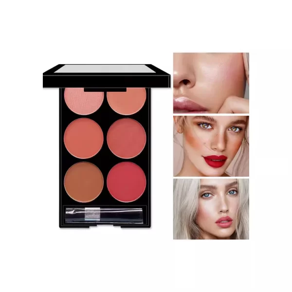 6 Colors Blush Contour Compact Makeup Delicate Skin-Friendly Brightening Skin Color Highlight Matte Contour Highlighter Palette - Image 3