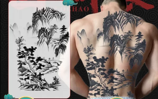 Full Back Chest Herbal Juice Ink Semi-permanent Tattoo Stickers 7-15 Days Long Lasting Temporary Fake Tattoo Totem Men Adult - Image 30