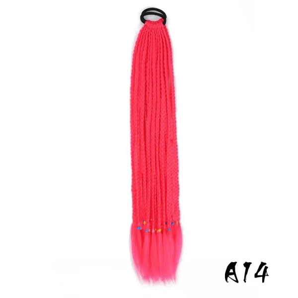 Synthetic Colored Braided Ponytail Hair Extension 60CM Elastic Rubber Band Braiding Ponytail Hair Extensions For Girls - Image 9