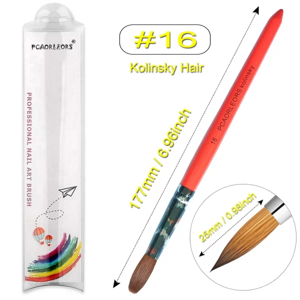 UsiDaer Kolinsky Nail Brush Acrylic with Red Round Wooden Handle and 100% Kolinsky Sable Hair for Crystal UV Gel Painting - Image 23