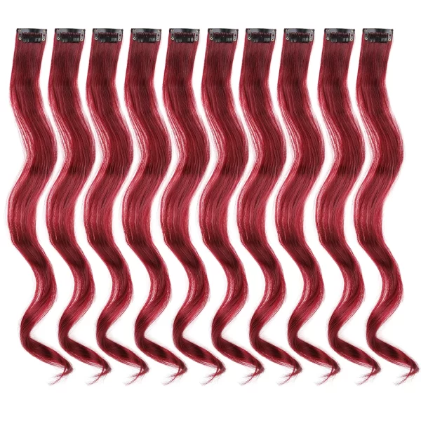 Clip in Hair Extensions,10Pcs/Pack Colored Curly Wave Hair Extensions Party Highlights Long Curly Synthetic Hairpieces for Women - Image 28