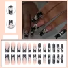 24PCS/1BOX Black French Wearing Sweet and Cool Nail Patch Glitter Love Stars in Europe and America Dark Department Fake Nail - Image 2