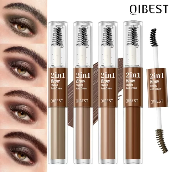 2 in 1 Brow Styling and Eyebrow Dye Cream Lasting Waterproof Sweat Proof Natural Stereoscopic Liquid Eyebrow Styling Gel Makeup