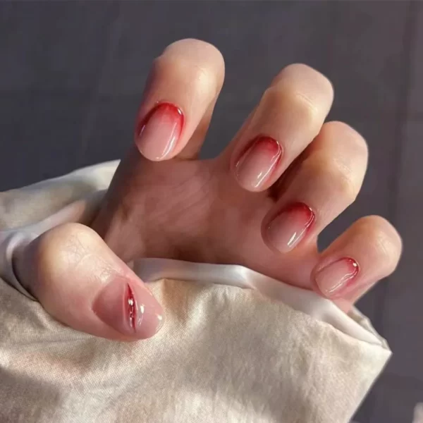 Red Spider Printed False Nails Halloween Nail Art Decor Press on Nails for Girl Gifts Short Round Cool y2k Style Fake Nail Tips - Image 33